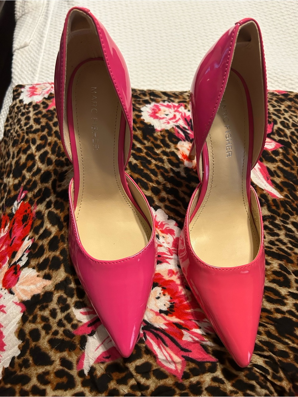 Marc Fisher Hot Pink Patent Pointed D'Orsay Pumps